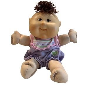 Cabbage Patch Kids 2006 Play Along Baby Doll Brown Eyes Yarn Hair Purple Outfit
